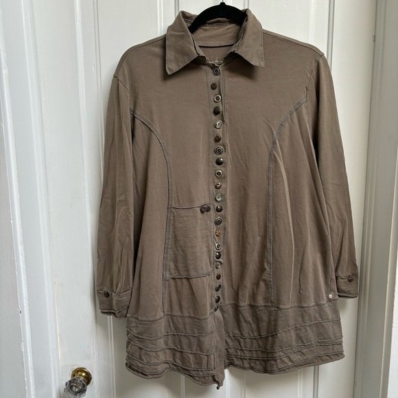 neon buddha Jackets & Blazers - Neon Buddha Women’s Brown Jacket with Classic Collar and A-Line Silhouette XL